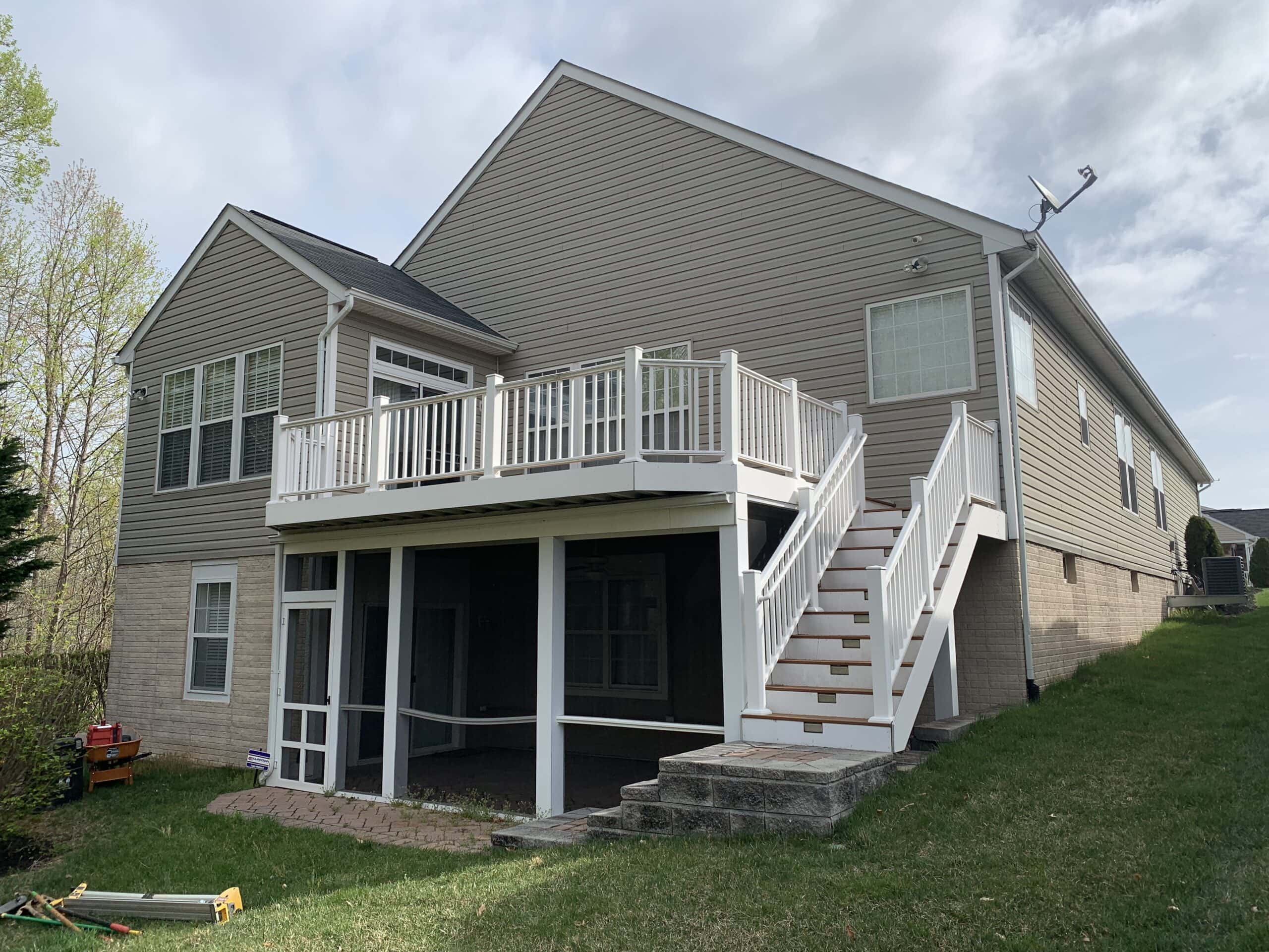 Ground-level view of porch