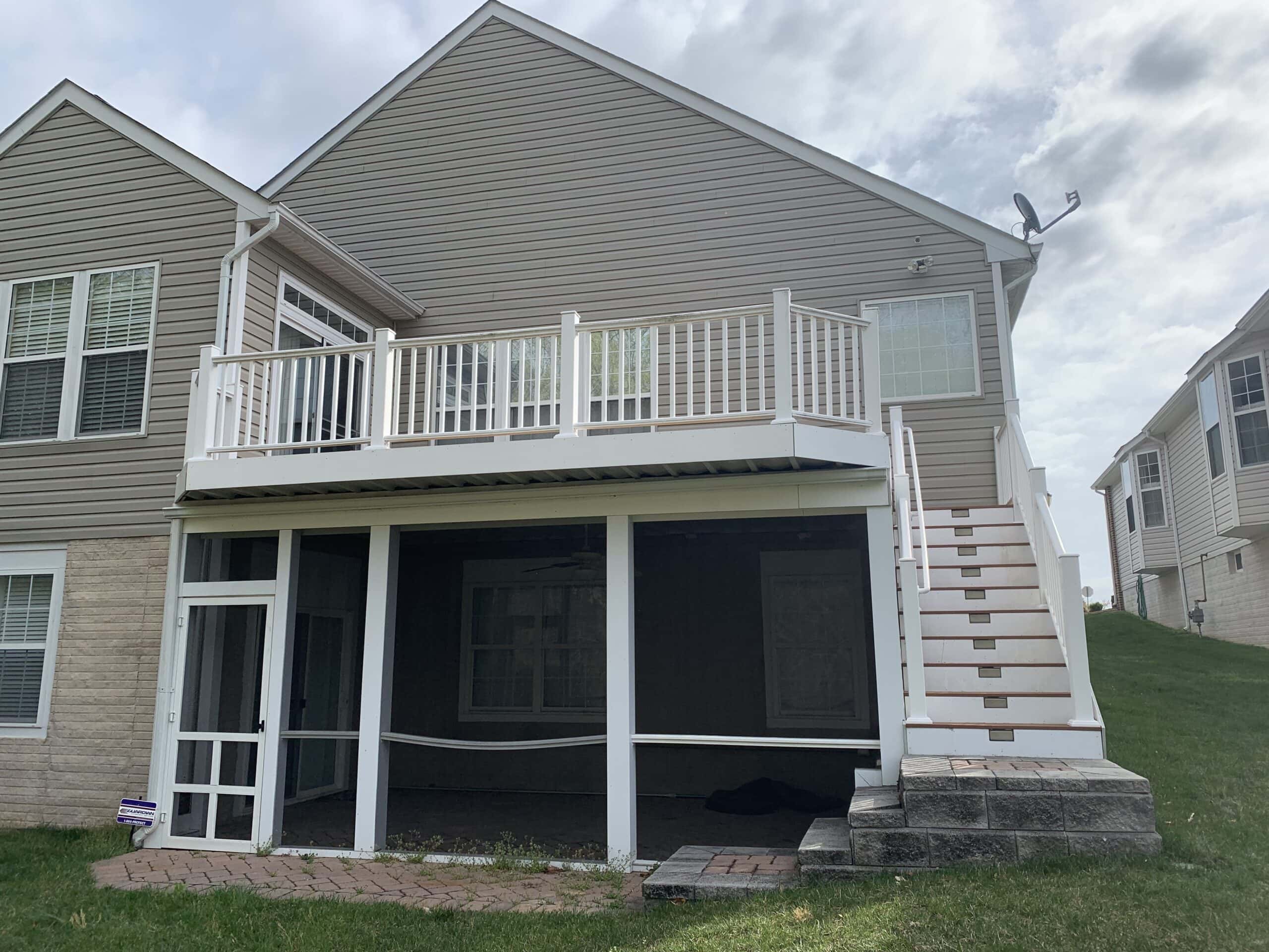 Ground-level view of porch on-going construction