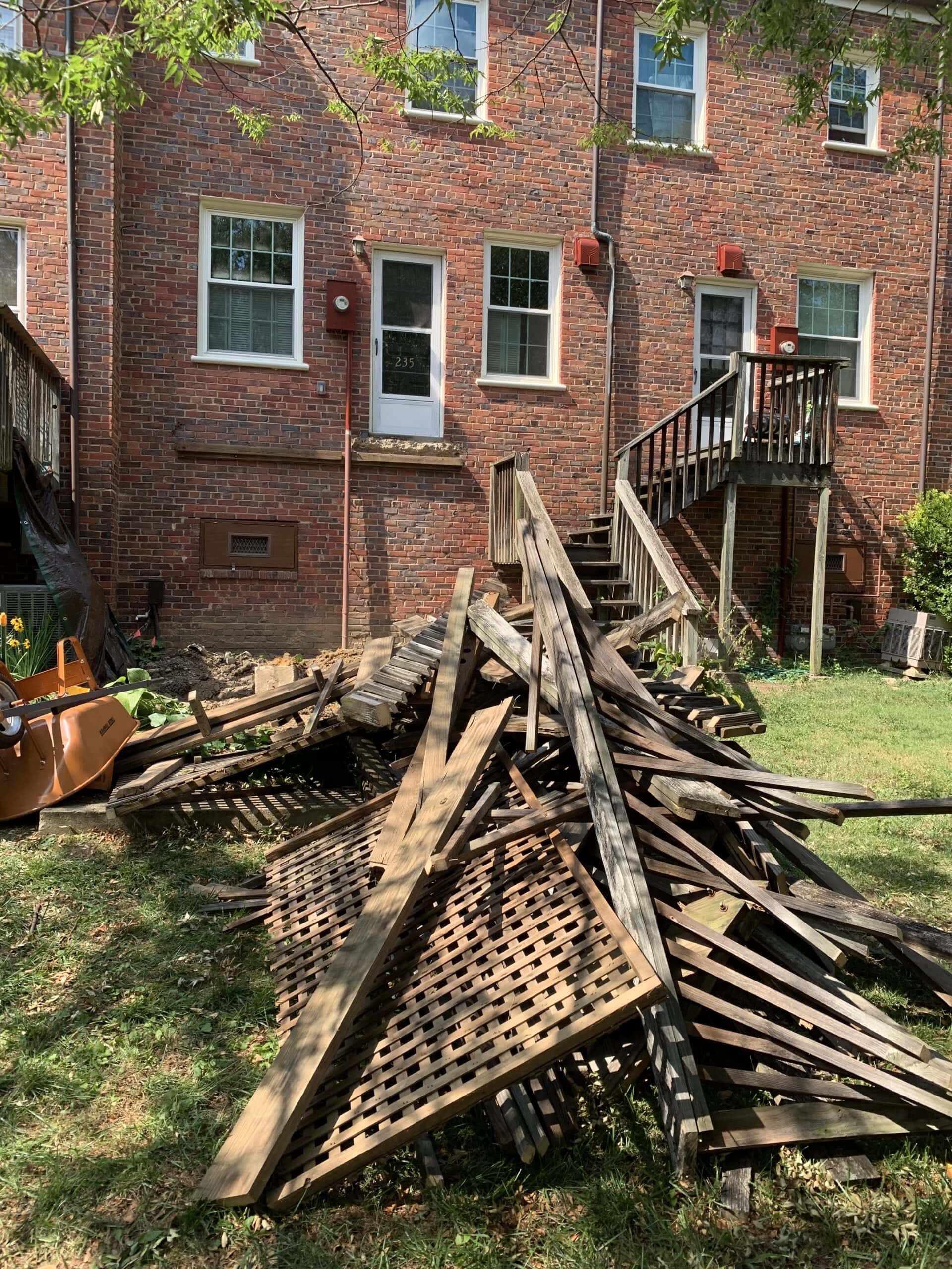 Old wooden staircase before construction