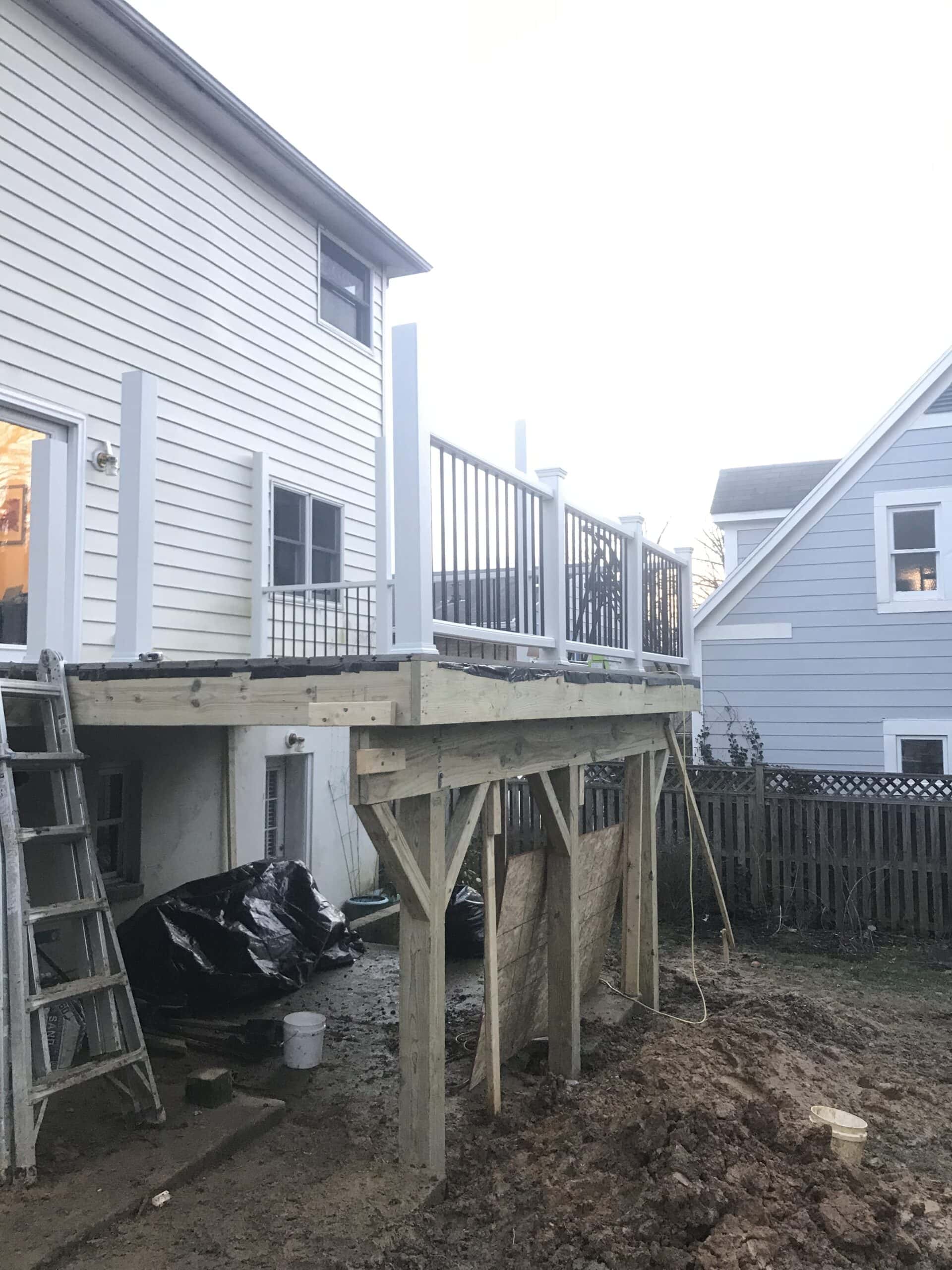 Partially built deck structure