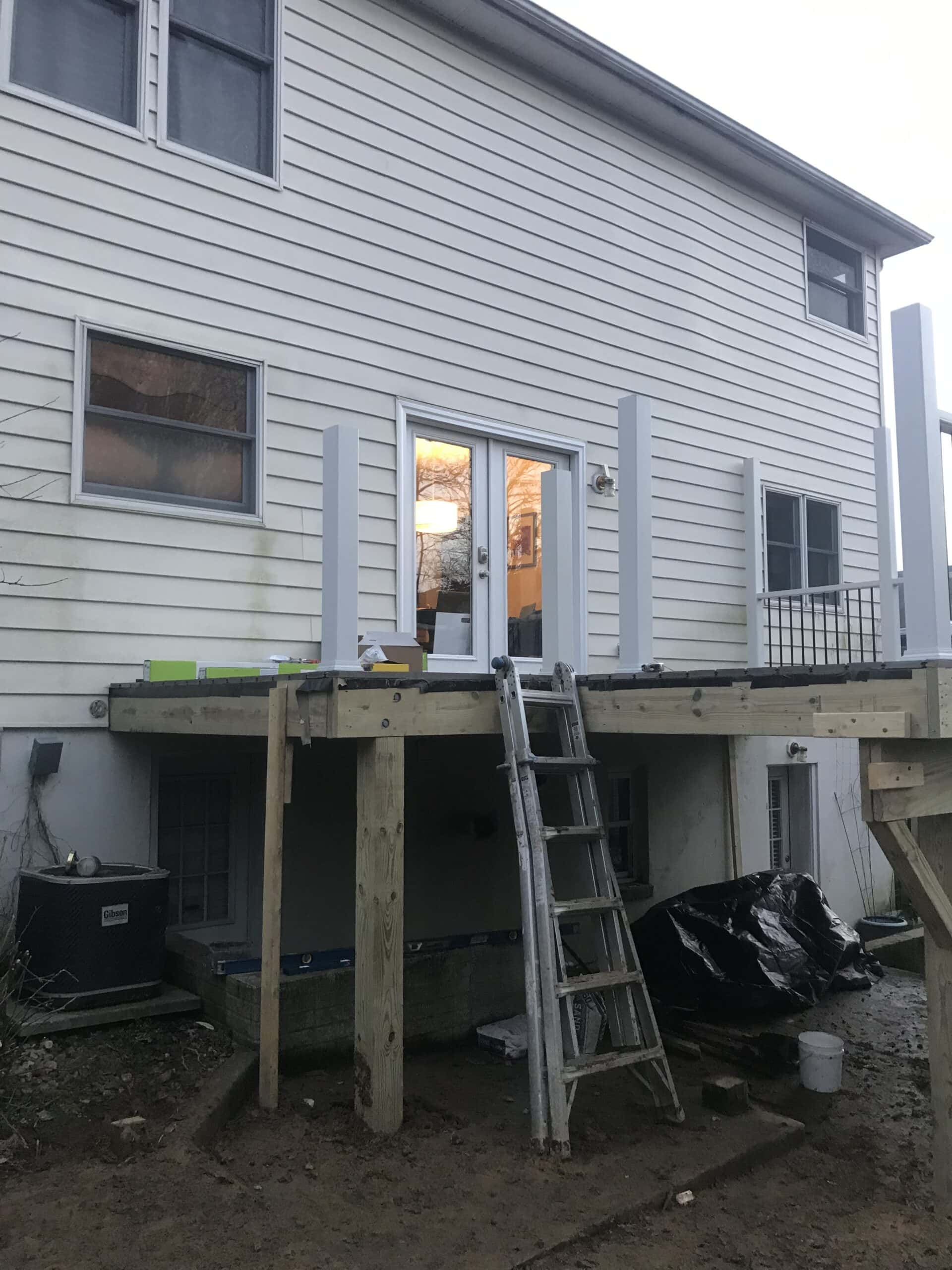 New deck framing under construction