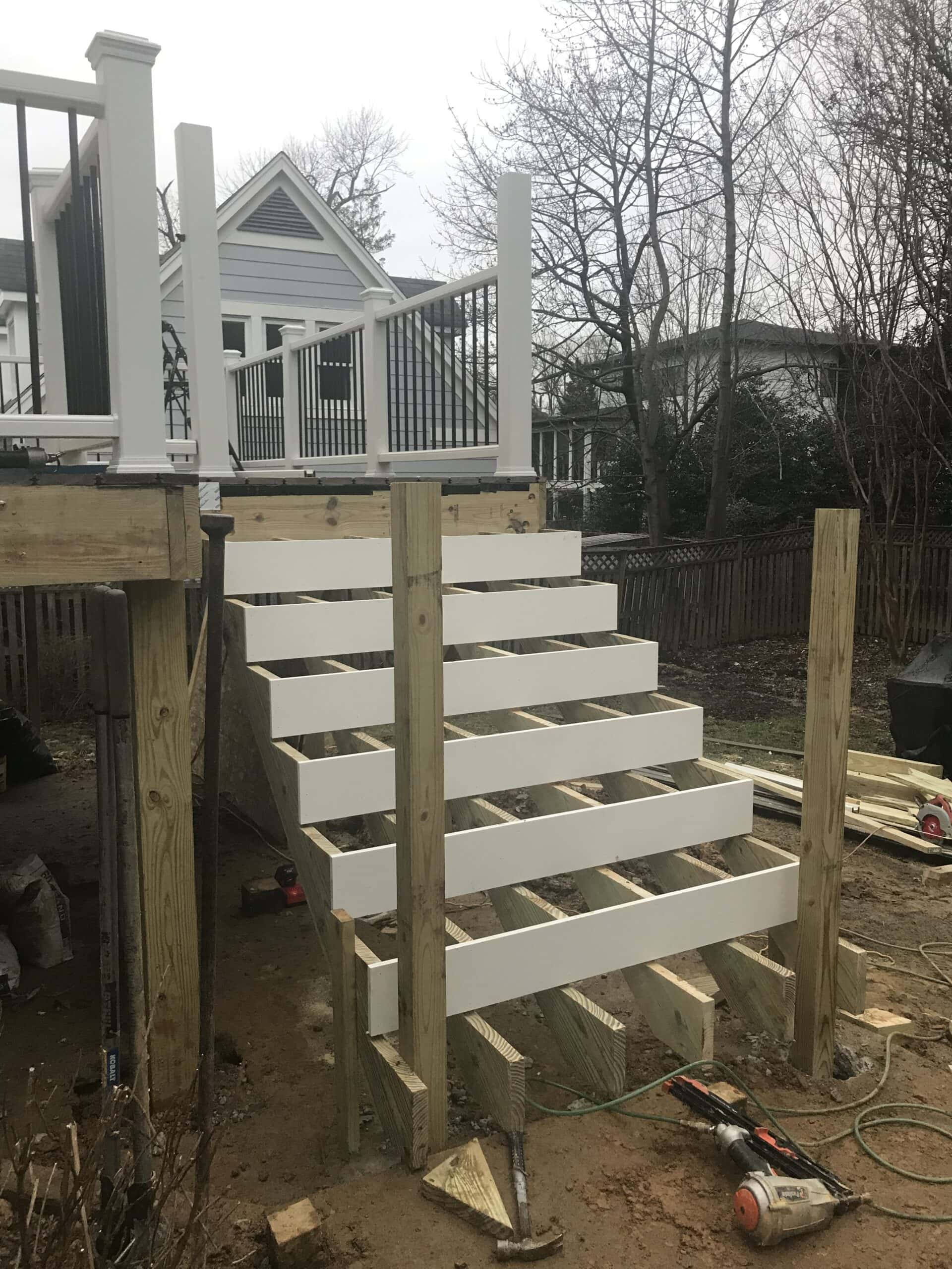Unfinished wooden staircase