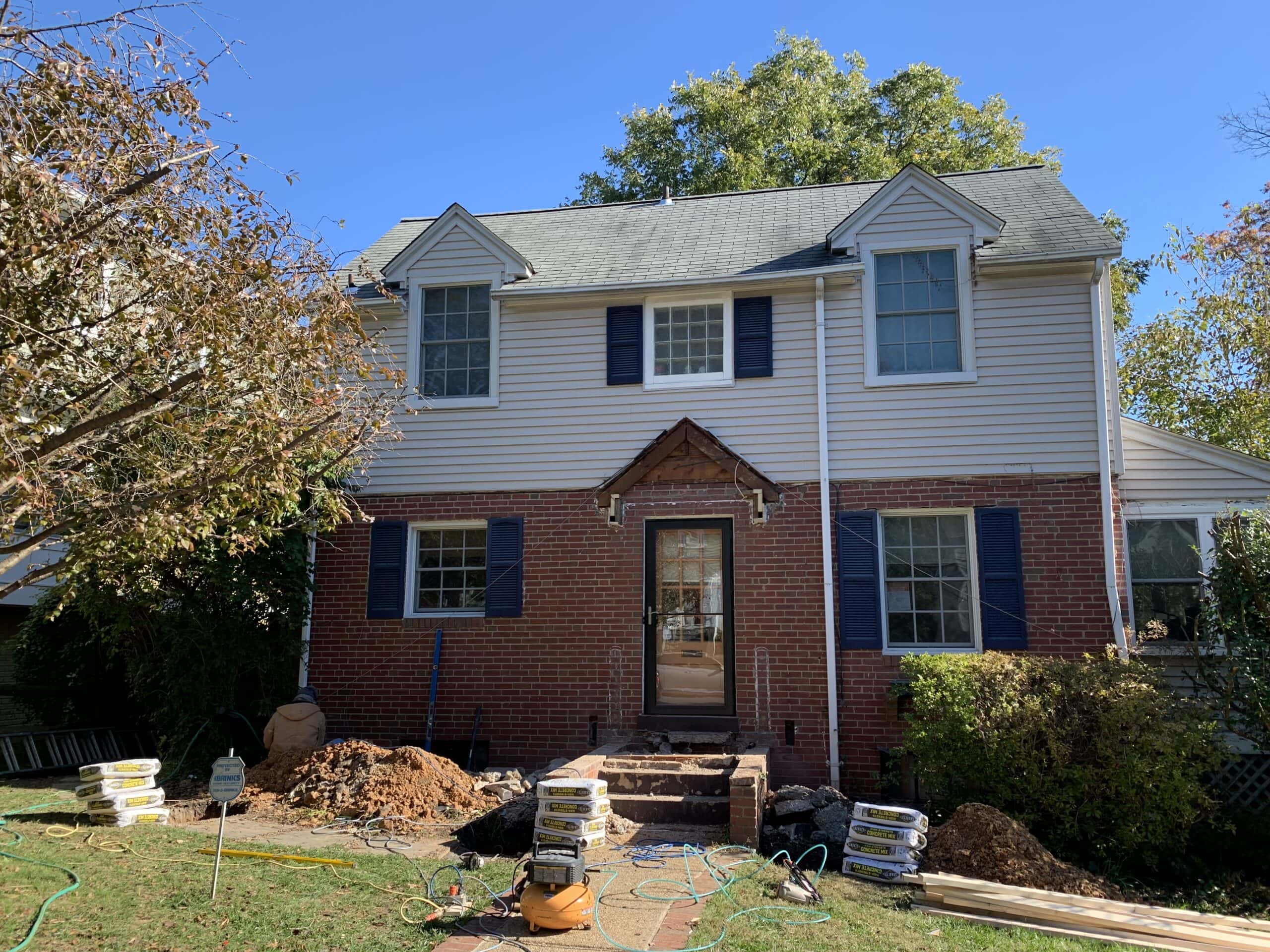 Ongoing construction of the front porch
