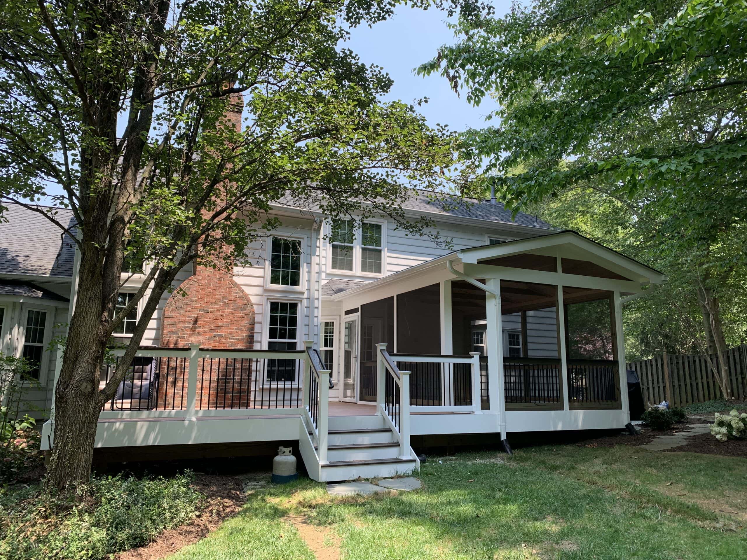 Completed screened-in porch and open deck combo