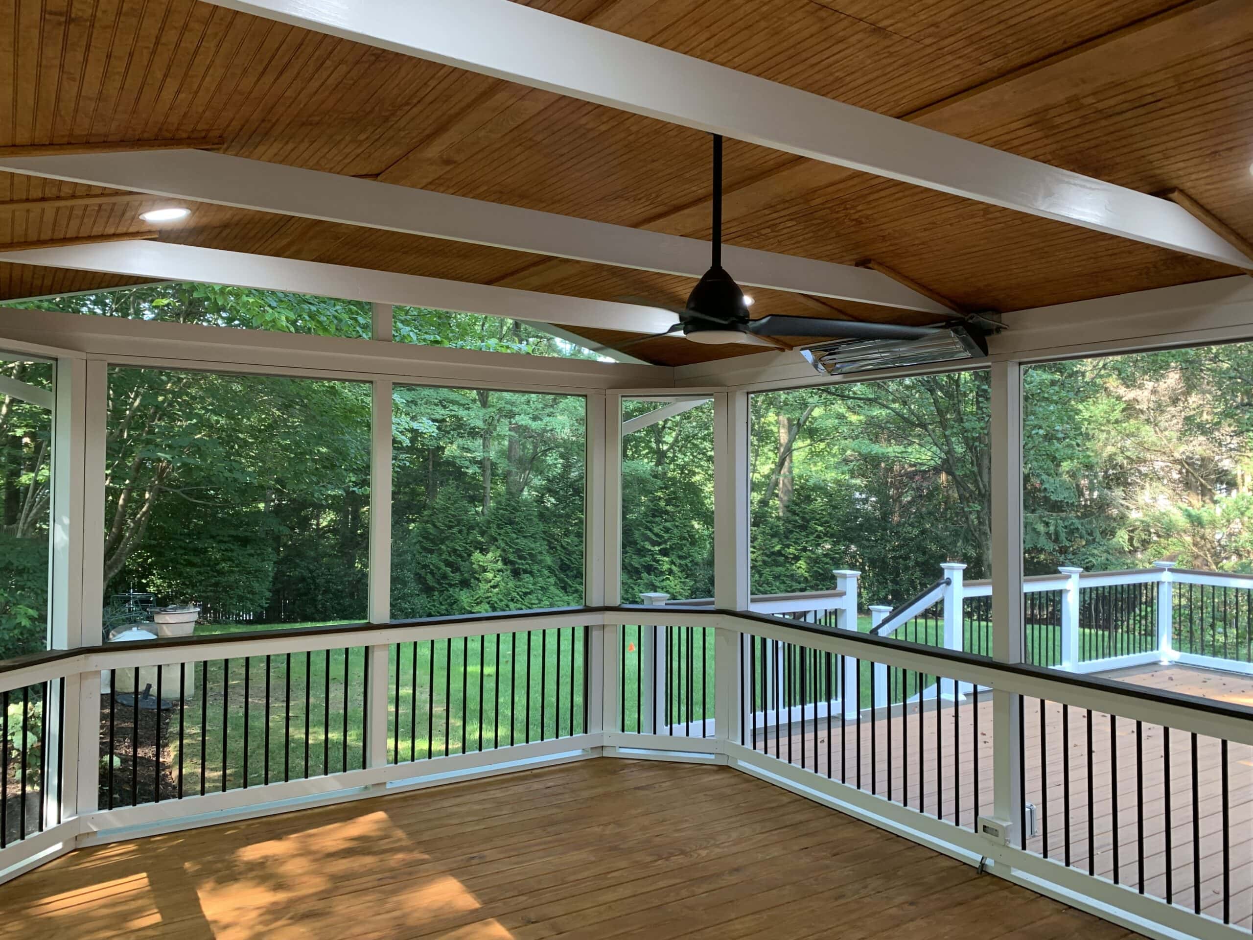 Adjacent open deck finished in Trex Transcend Havana Gold